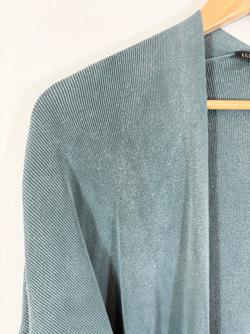 Eileen Fisher Belted Longline Cardigan Wrap XL Teal Blue Minimalist Casual - Picture 3 of 10